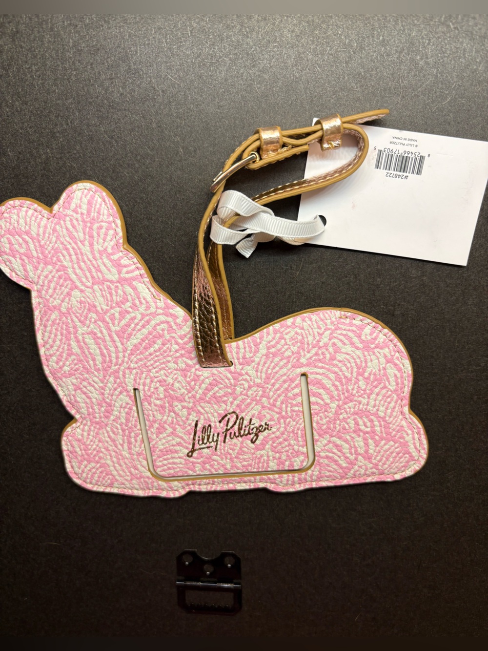Large Lilly Pulitzer Pink & Gold Zebra Metallic Luggage Tag - Picture 2 of 6